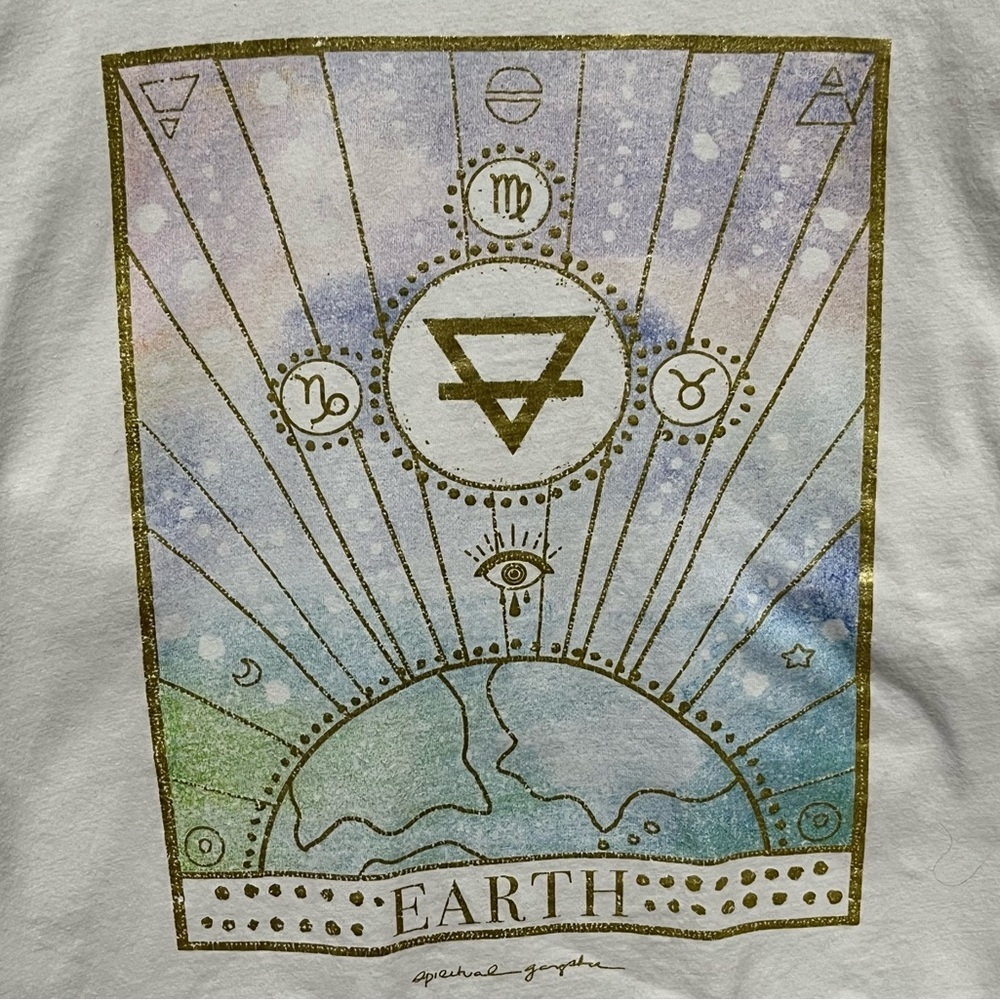 Spiritual Gangster white "Earth Below Me” graphic eye, yoga long-sleeve t-shirt - Picture 6 of 8